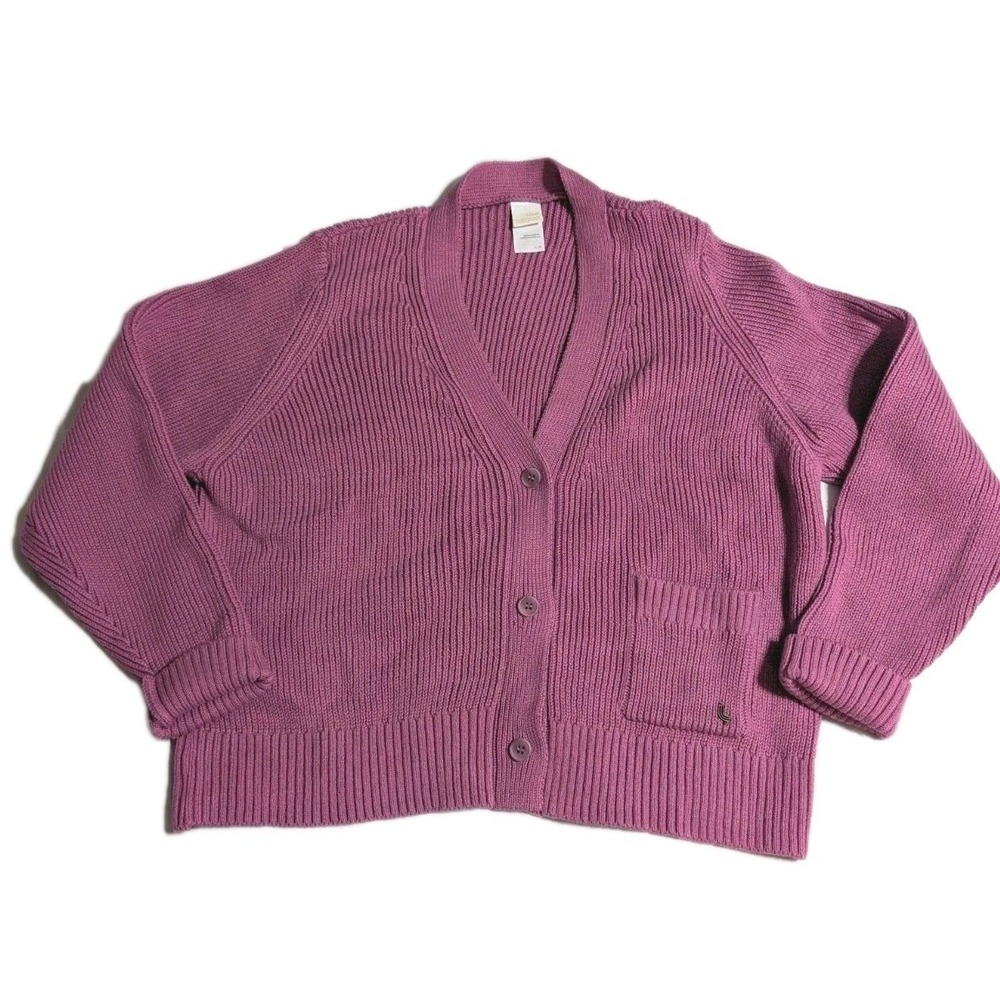 Lole Women's L Pink Rib‎ Knit Cotton Cardigan Sweater Pocket Portugal Excellent
